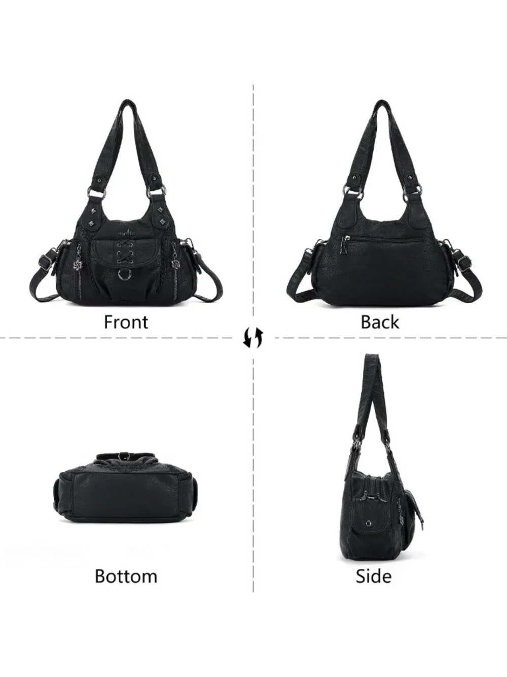 Chic Vegan Leather Hobo Bag for Women | Y2K Multi-Pocket Crossbody Tote